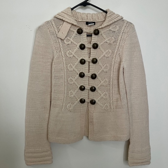 J.Crew 100% Wool Cream Cardigan Sweater S - Picture 5 of 9